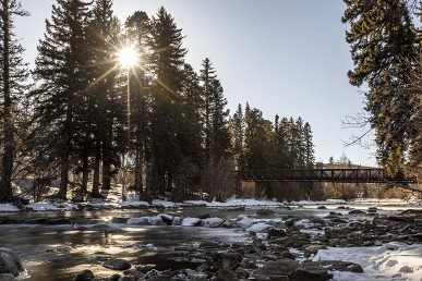 blue river in winter