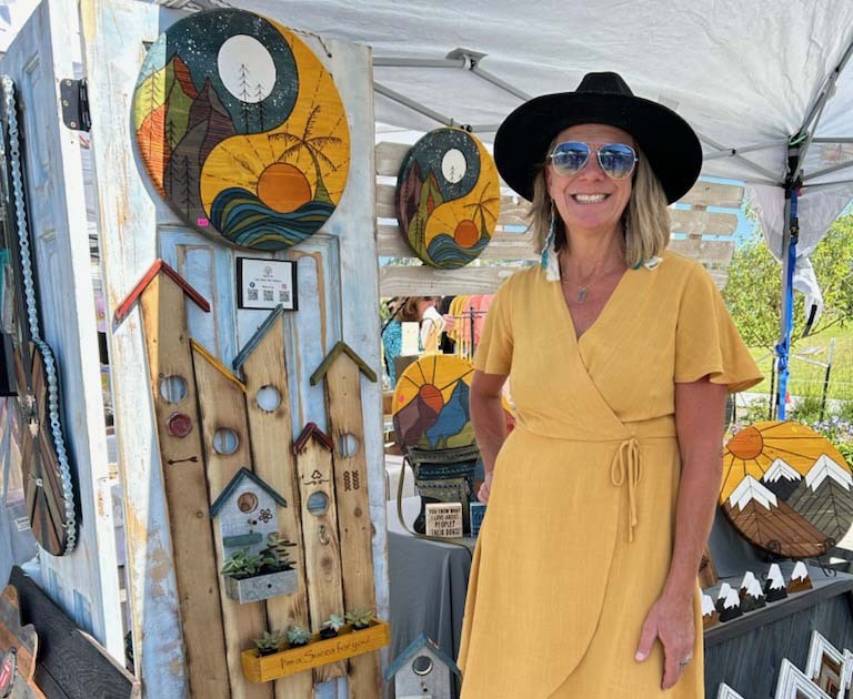 artist Shannon Jakoby with her work