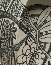 black and white ceramic dish by artist Michelle Woods