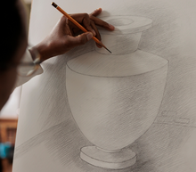 person drawing a vase