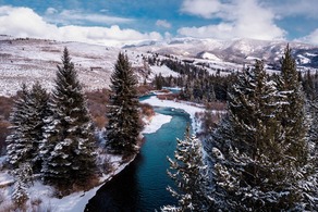 blue river in winter
