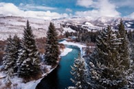 blue river in winter