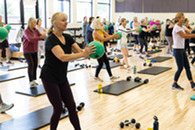 group of women in workout class
