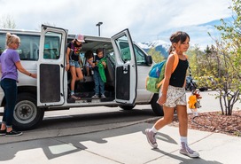 kids getting off bus at Silverthorne Recreation Center