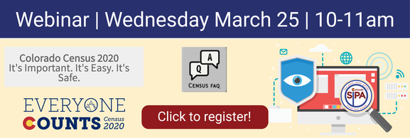 Census 2020 Webinar, March 25 10-11am, image click to register