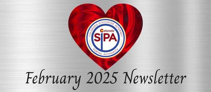 SIPA February 2025 Newsletter Header with a red heart on a silver background