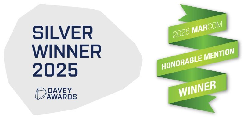 2025 Davey Silver and Marcom Honorable Mention Award logos