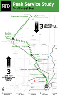 RDT's northwest rail extension study map