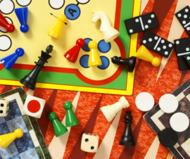 Assortment of board game pieces