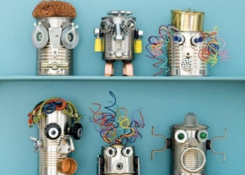 Tin Can Robots made by kids in the CBArt workshop