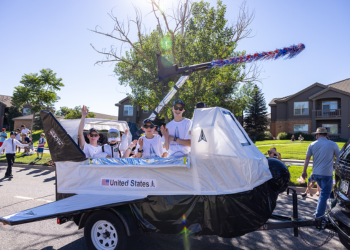 Parade float (space shuttle) in Superior's 4th of July parade