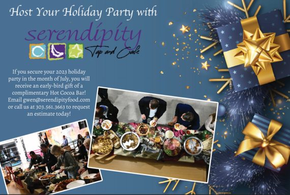 Serendipity Tap and Cafe holiday promotional flyer