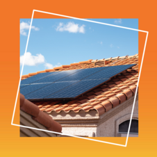 Solar panel installed on a red tile roof