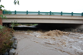 McCaslin bridge underpass flooded well past the footpath by several feet