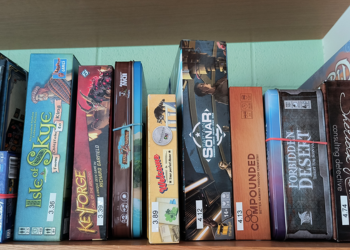 Variety of board games available at the SCC board game library 