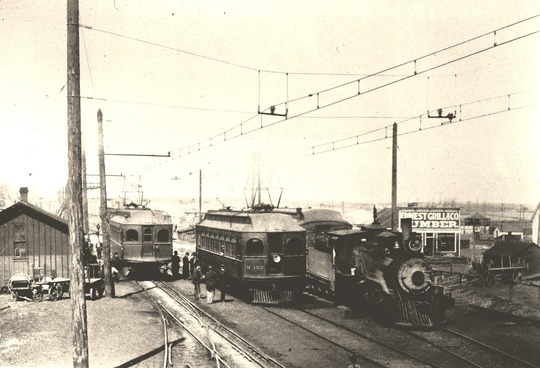 Historical photo in black in white of the old Louisville train station.