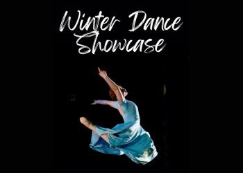 Winter Dance Showcase promo with dancer in a blue costume