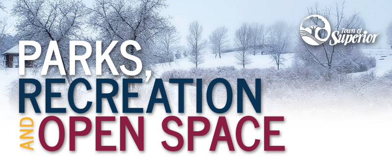 Parks, Recreation, and Open Space text over a snowy Purple Park backdrop