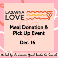 Lasagna Love logo and promotional details