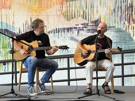 Two guitarists at Open Mic Night