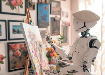 AI robot making art
