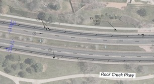 Map of Rock Creek Parkway restriping project