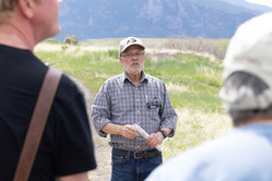 Historical Commission Member leading the annual walk in Superior