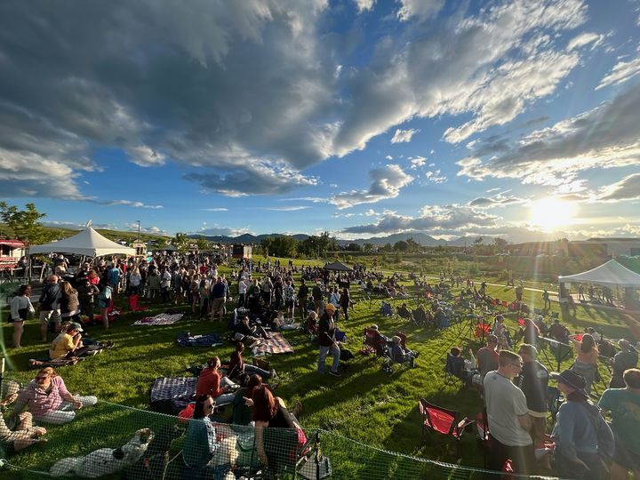 Aerial view of concert at Superior Commons Amphitheater in summer 2023