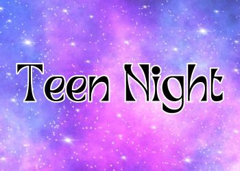 Teen Night on pink and purple galaxy background