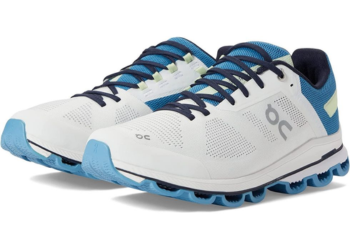 Blue and white running shoes from the brand ON