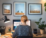 Person working on computer from home 