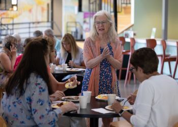 People enjoy the Senior Welcome Breakfast at the Superior Community Center