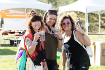 Three people enjoying the Chili and Beerfest.