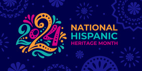 National Hispanic Heritage Month Graphic on blue background