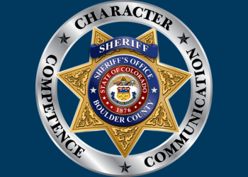 Boulder County Sheriff's Logo on blue background