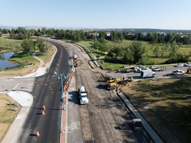 Aerial image of construction work on Rock Creek Parkway