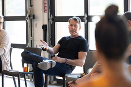 Trustee Jason Serbu at First Fridays Coffee 