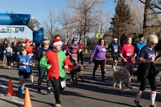 Residents dressed up and participating in the Superior Stocking Run