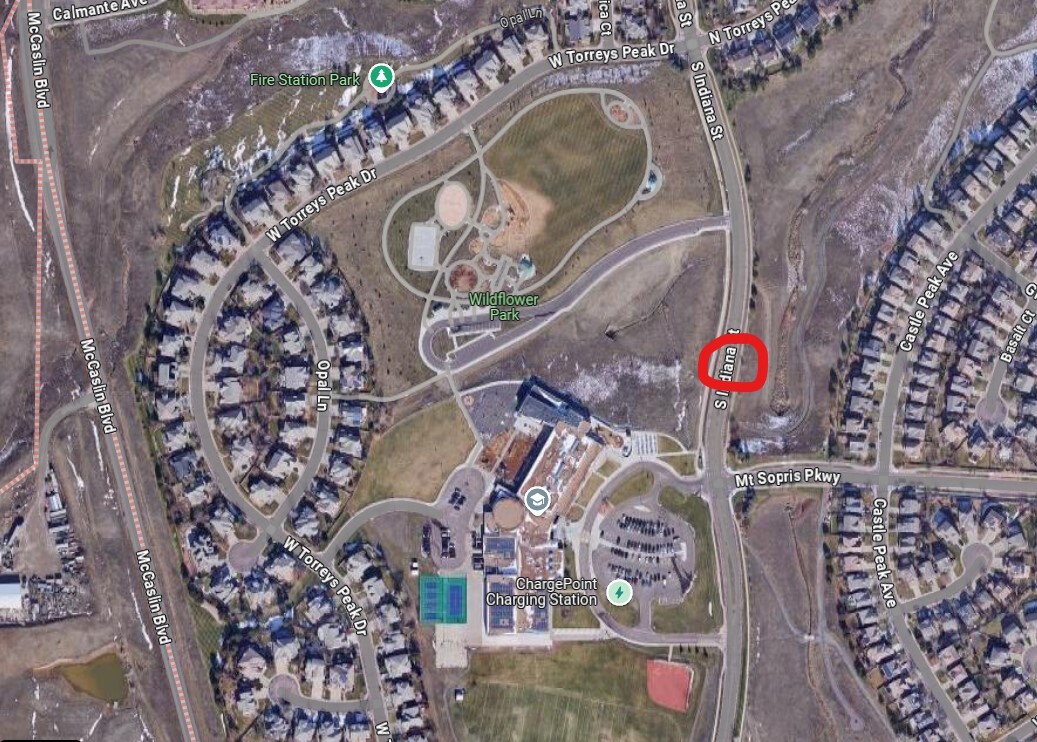 Map depicting the site on S. Indiana St. of the upcoming Coyote-Hawk sculpture.