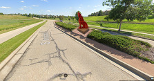 Mockup image the upcoming Coyote-Hawk sculpture on S. Indiana St.