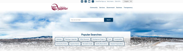 Screenshot of the website's front page.