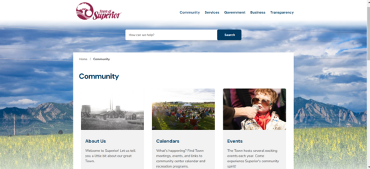 Screenshot of community section on the new website.