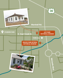 Map depicting the Asti Park Historical Museum and the Grasso Park Interim Historical Museum