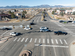 Cars driving through the McCaslin Boulevard and Marshall Road intersection