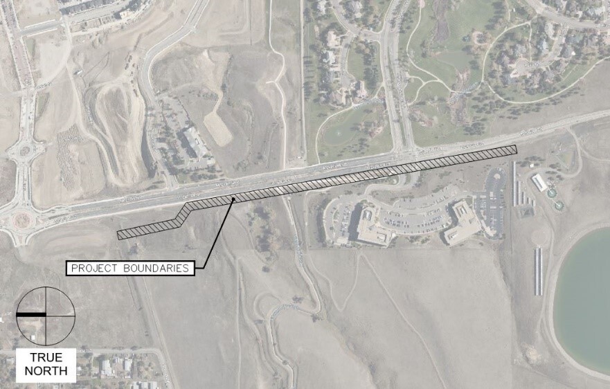 Map depicting the site of the McCaslin Water Main Project