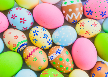 Colorful Easter eggs with fun designs