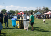 Carts for recycling, trash, and reusable cups at Chili & Beer Fest