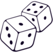 Black and white graphic of dice