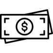 Black and white graphic of dollar bills