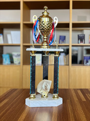 Senior Poker Trophy on display at the community center